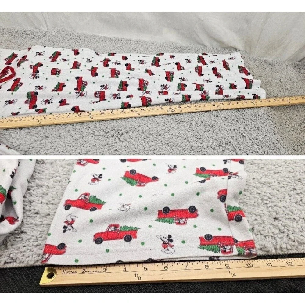 Disney Mickey Mouse Flannel Pajamas 2 Piece Red Truck Christmas Tree Womens XL